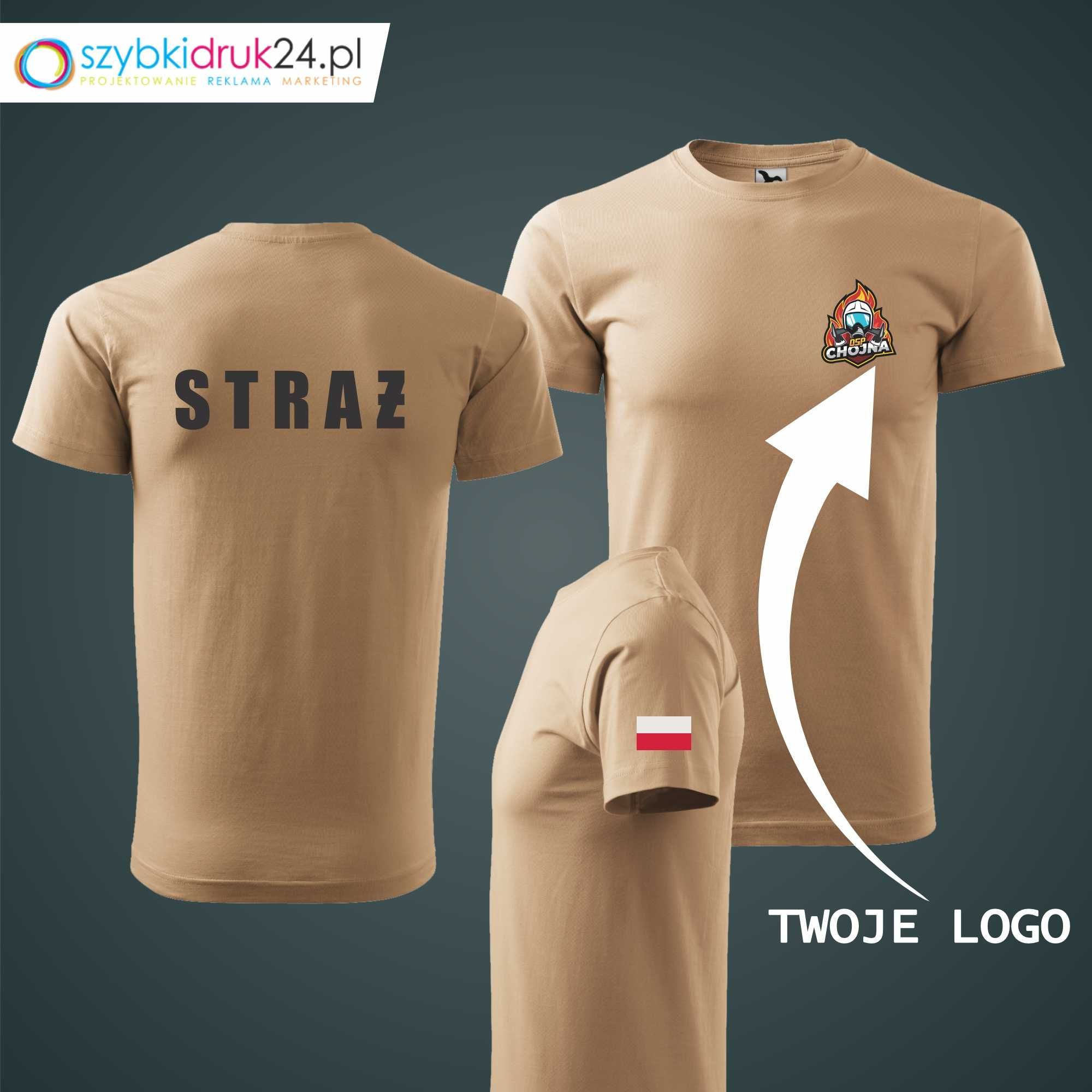 Koszulka, T-Shirt STRAŻ POŻARNA - piaskowa - OSP / PSP / własne logo