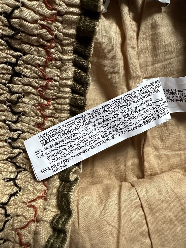 Перфорированная мини юбка из смесового льна с вышивкой zara