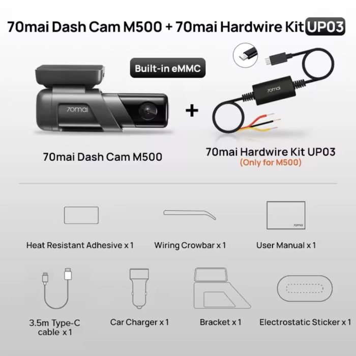 Відеореєстратор 70mai Dash Cam M500, 32 гБт black