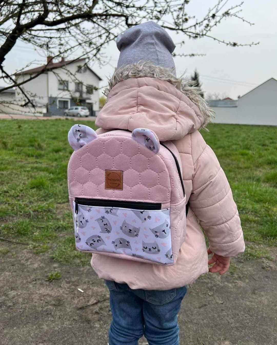 Plecak dla dziewczynki hand made ręcznie wykonany kotki z uszami