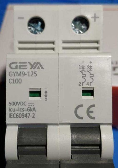 Автоматичний вимикач постійного струму GEYA GM9-128 2P DC 100A
