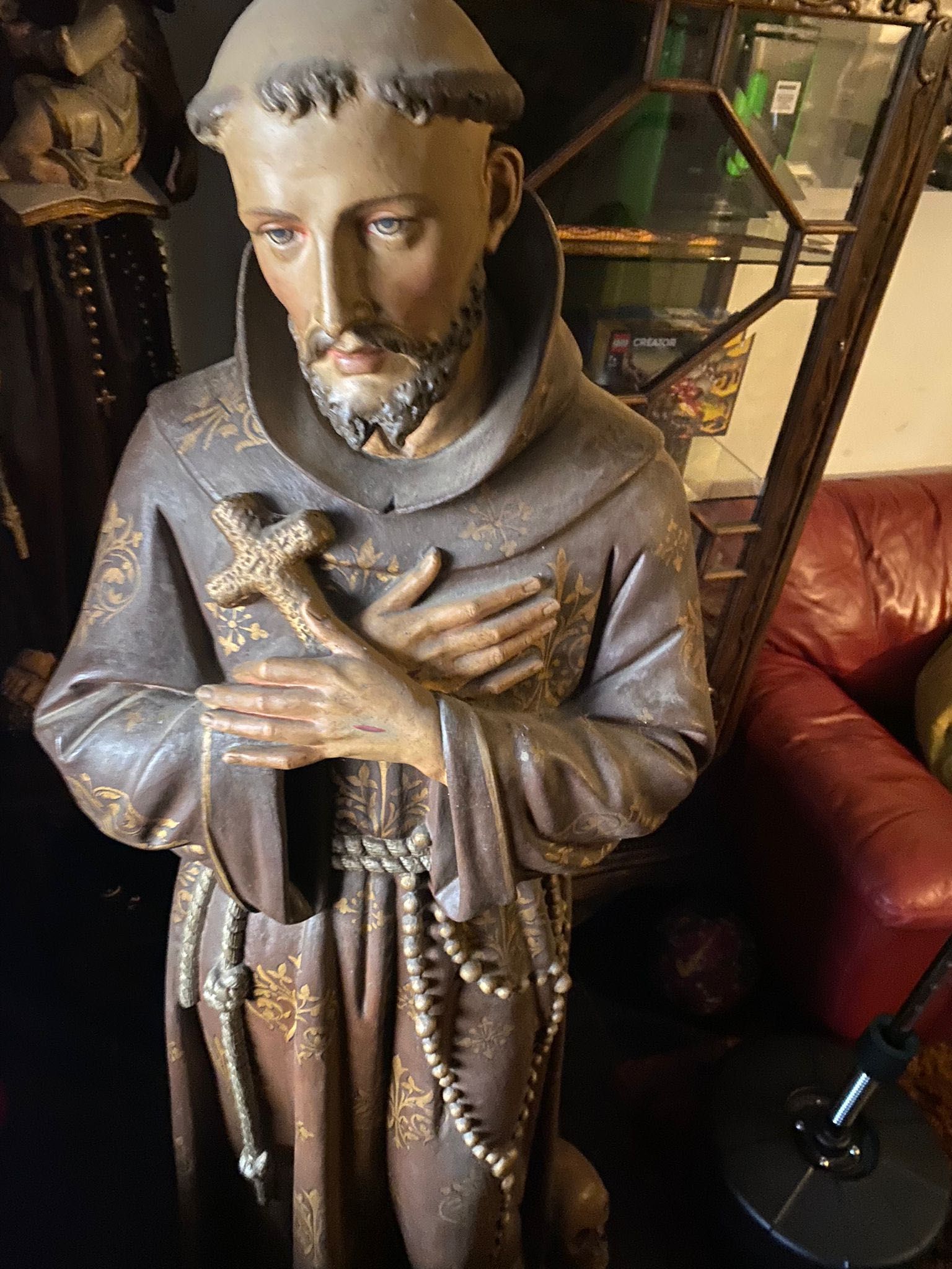São Francisco de Assis Terracota  XIX 167 cm Arte Sácra