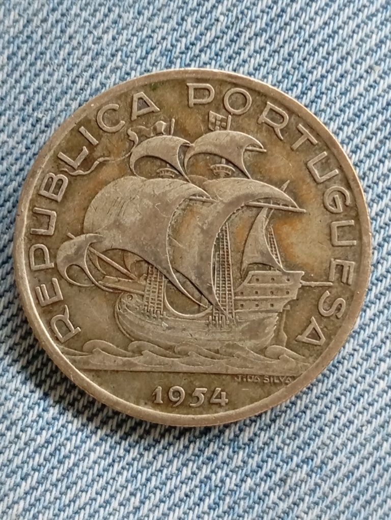 Moeda 10 Escudos Prata Portugal 1954