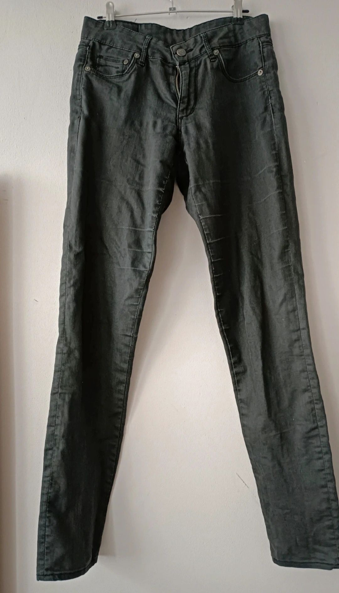 Czarne spodnie damskie jeans 27 h&m straight