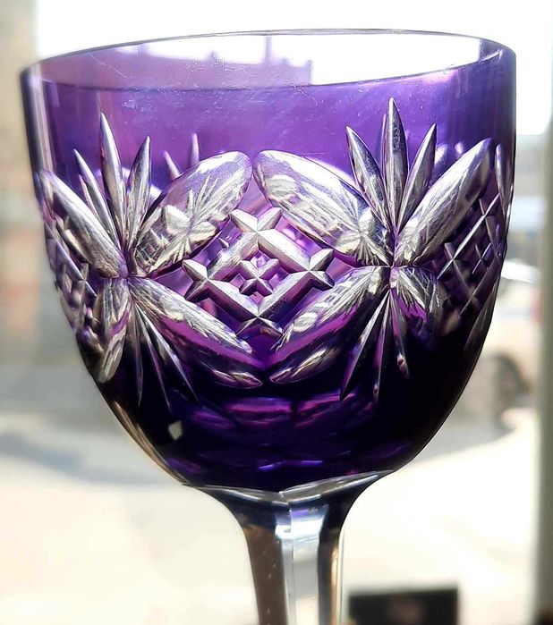 Huta Józefina Szklarska Poręba Fioletowy Kielich do Wina ok 1920