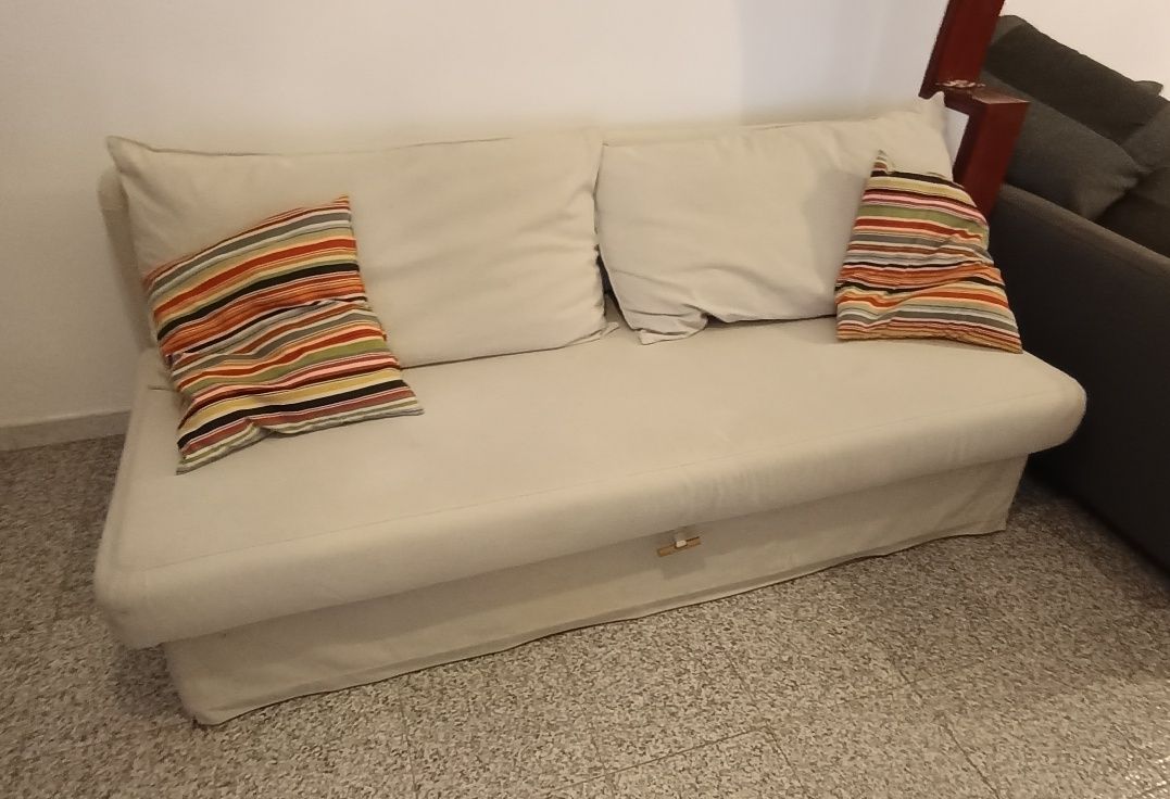 HOLMSUND Sofá-cama de 3 lugares, Nordvalla bege
