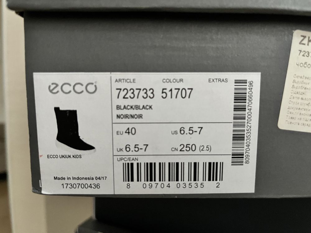 Зимові чоботи Ecco, розмір 40