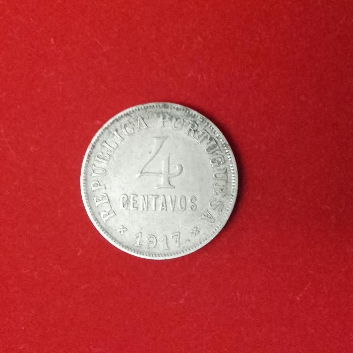 Moeda de 4 Centavos de Republica Portuguesa ano 1917.