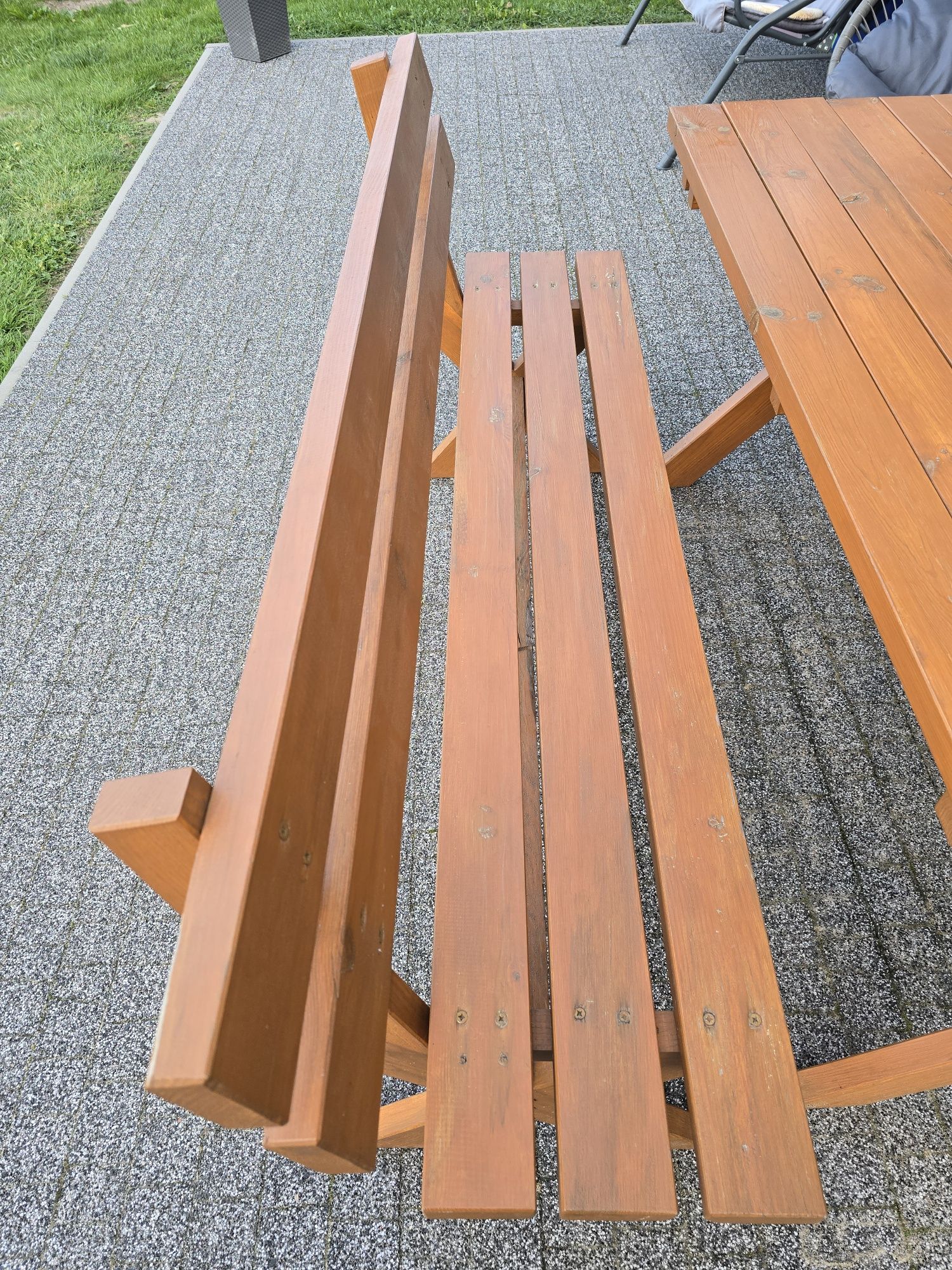 Stół i ławki ogrodowe drewniane
