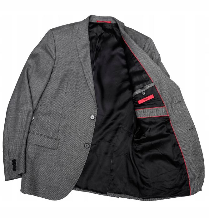 HUGO BOSS | Anlon/Hets Elegancka Męska Marynarka SZARY-MELANŻ 52