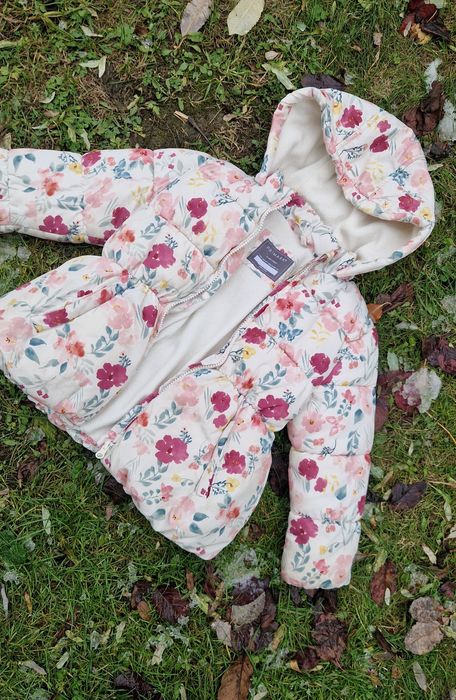 zimowa kurtka dla dziewczynki PRIMARK kwiaty