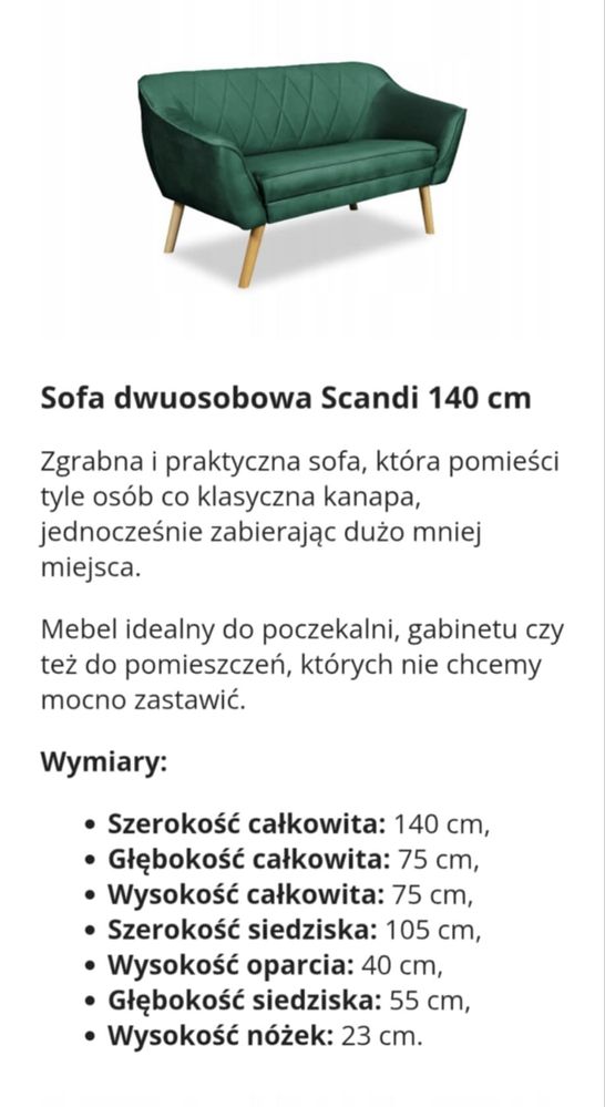 skandynawska sofa na nóżkach