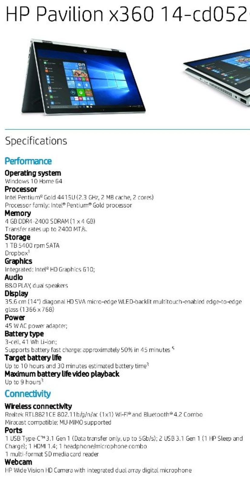 Hp X360 14-cd0530na (reversível)