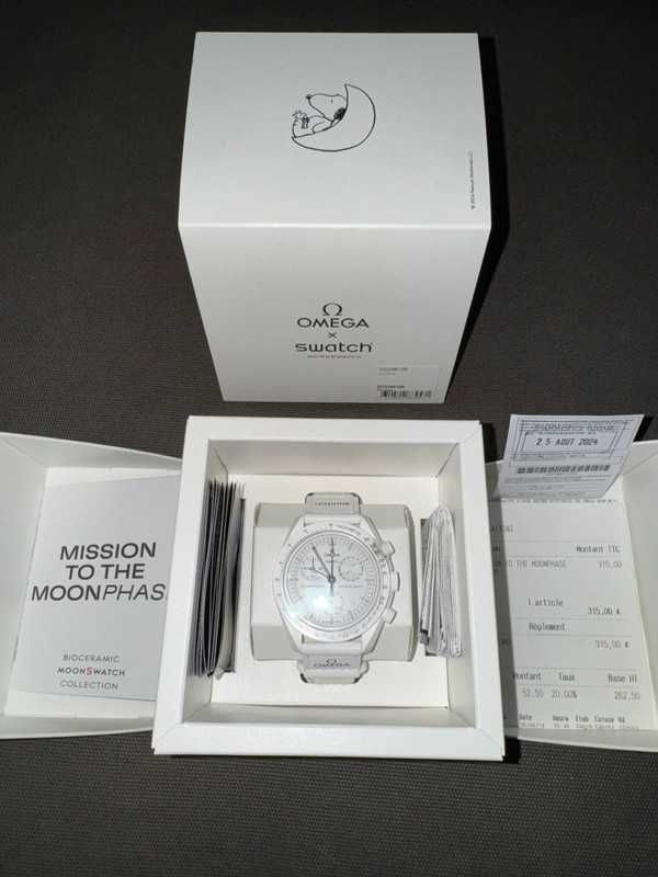 Omega Swatch Snoopy SO33W700 Biały Portal Czasoprzestrzenny