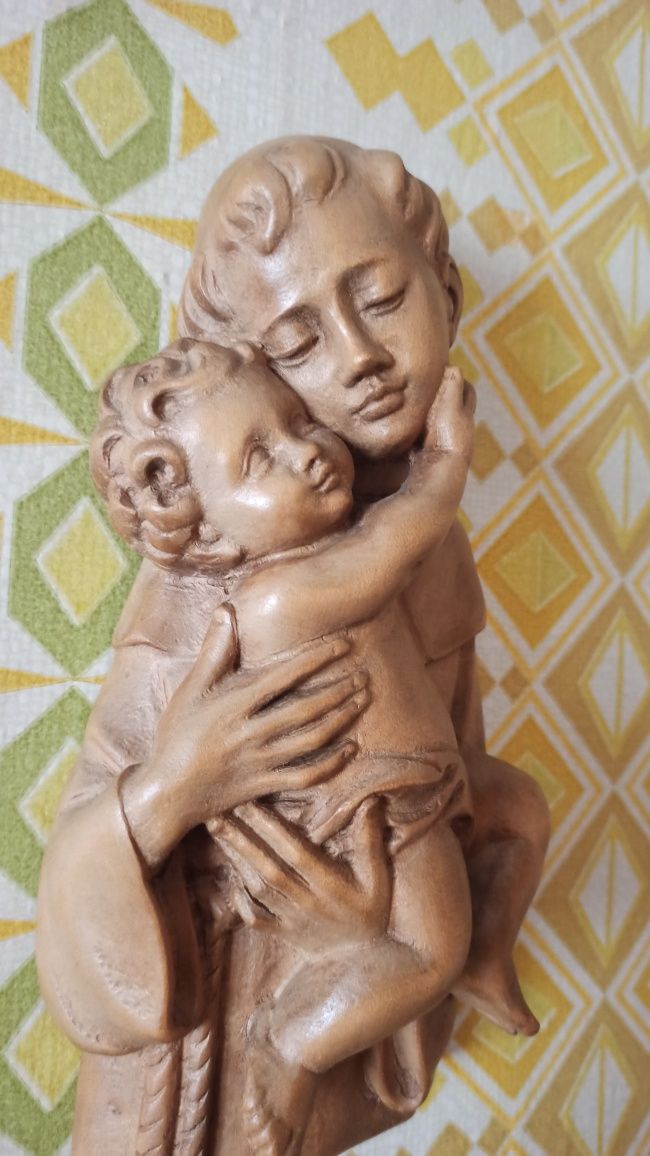 Rzeźba w drewnie, płaskorzeźba, św Józef z dzieciątkiem