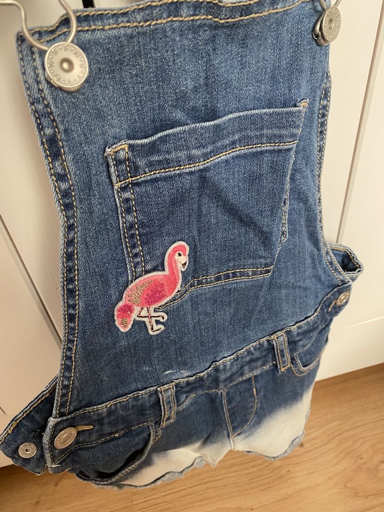 Benetton jeans szorty ogrodniczki 7 lat flaming