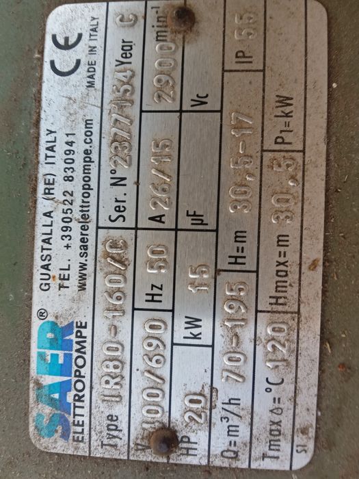 Насос промисловий Saer Італія