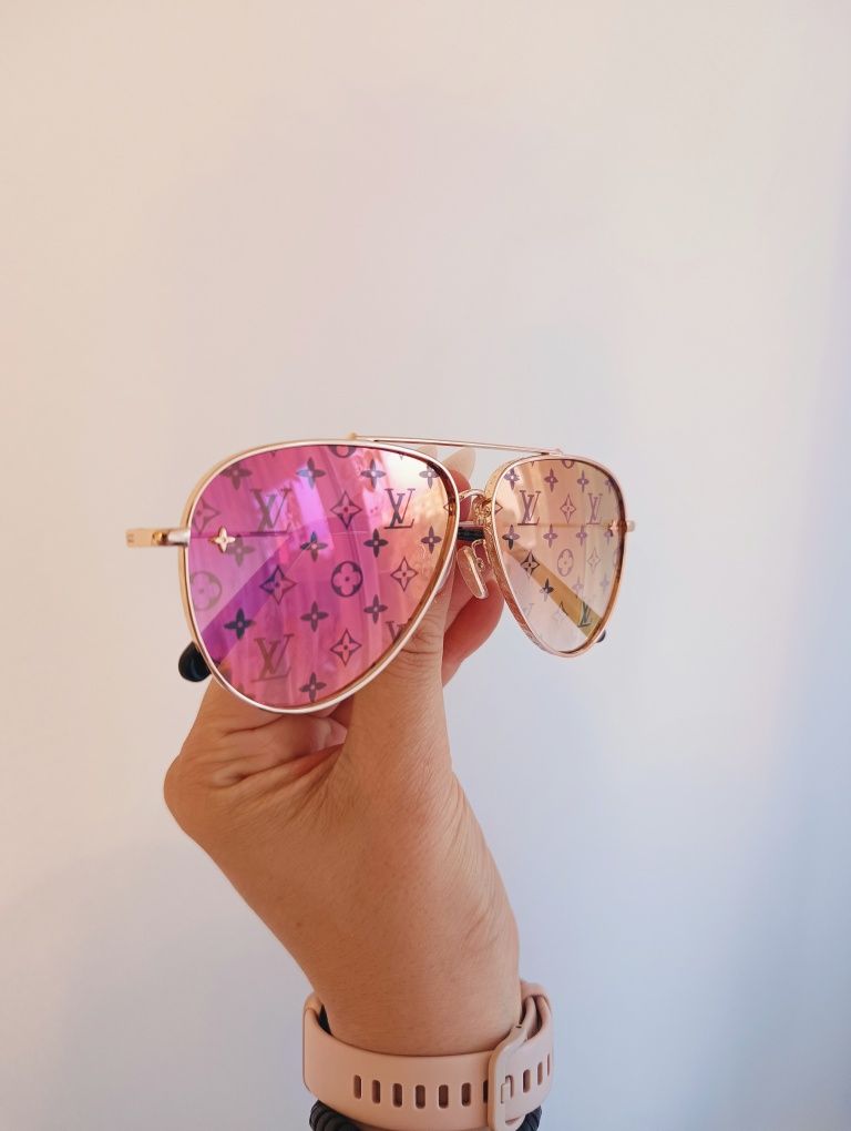 Okulary przeciwsłoneczne LV orginalne! Aviator pink logo