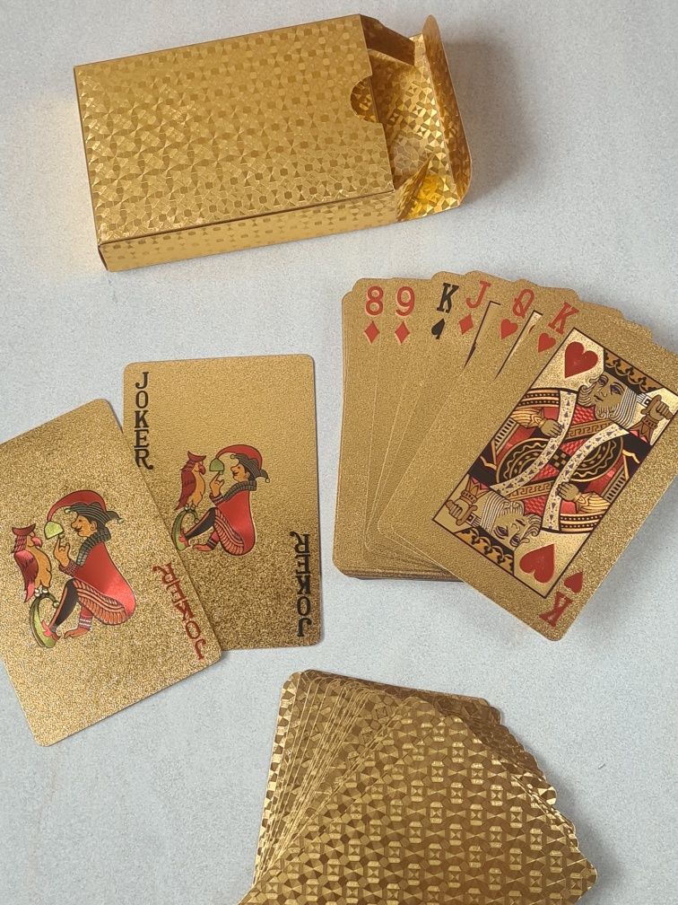 karty do pokera /1 talia/ - plastikowe, 100% wodoodporne - złote
