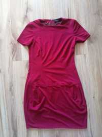 Sukienka Elegancka gantos purpurowa, ciemny róż rozmiar xs/s
