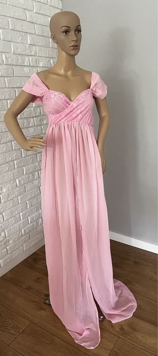 Suknia do sesji ciazowej szyfonowa z rozcieciem S,M,L,XL