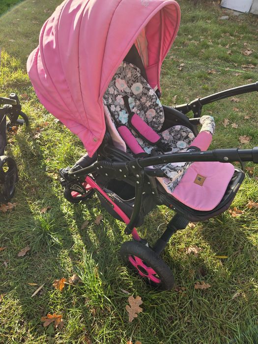 Wózek/gondola różowy dla dziewczynki 2w1