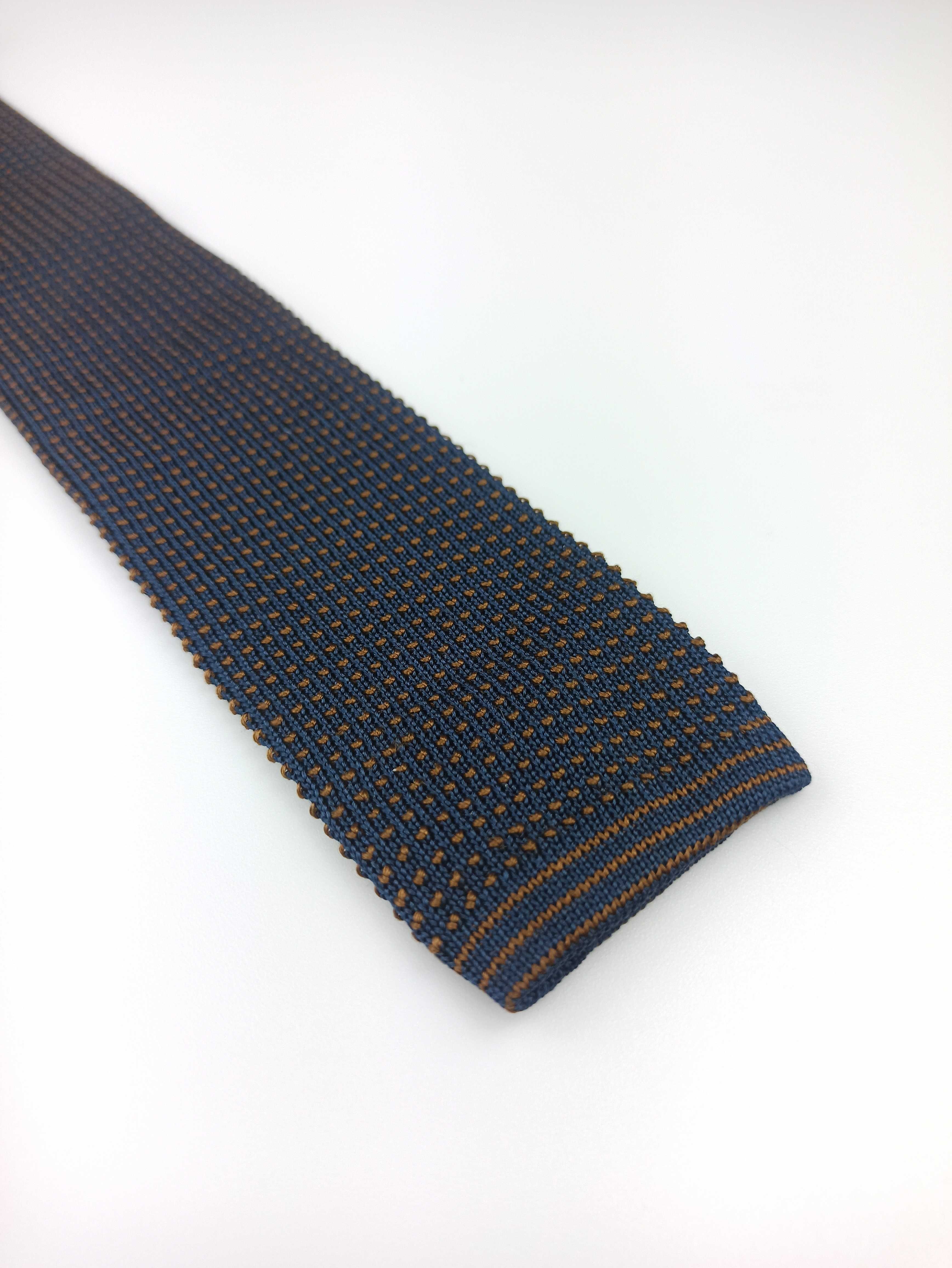 Massimo Dutti Granatowy jedwabny krawat knit f38
