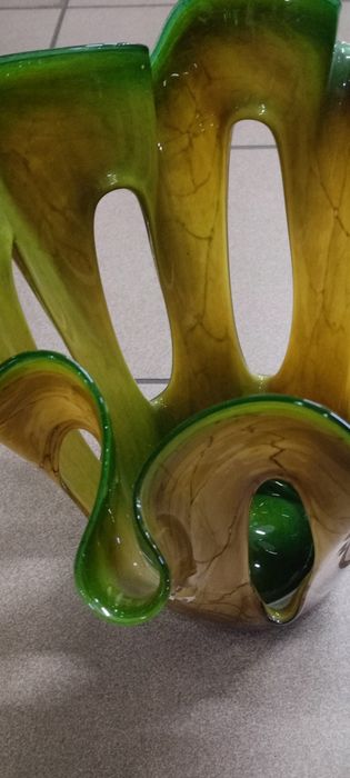 Przepiękny wazon/szklana rzeźba w stylu Murano zabarwienie tygrysie ok