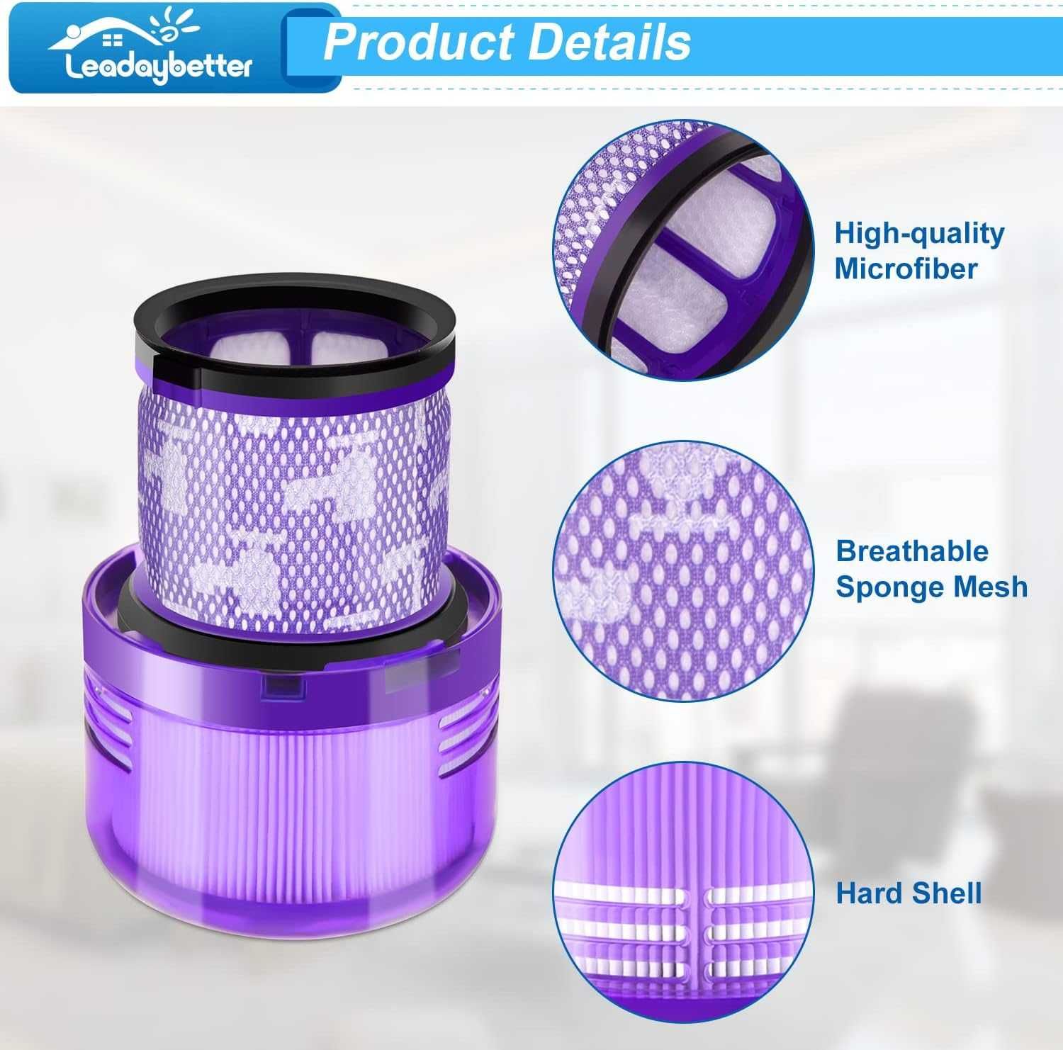 Leadaybetter 2szt filtrów do odkurzacza Dyson V11,V15 Detect