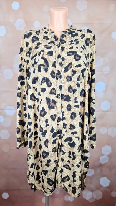 Sukienka w panterkę koszulowa new collection włoska XL 42