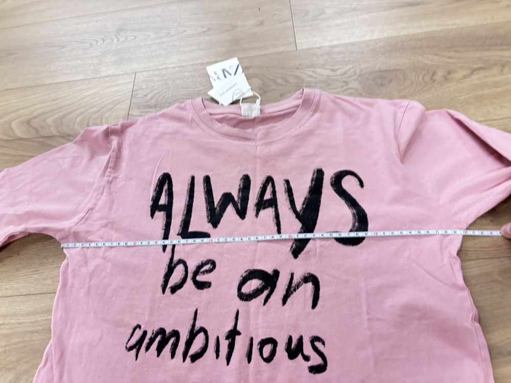 Кофта ZARA нова S котон дівчача жіноча лонгслів футболка рожева напис