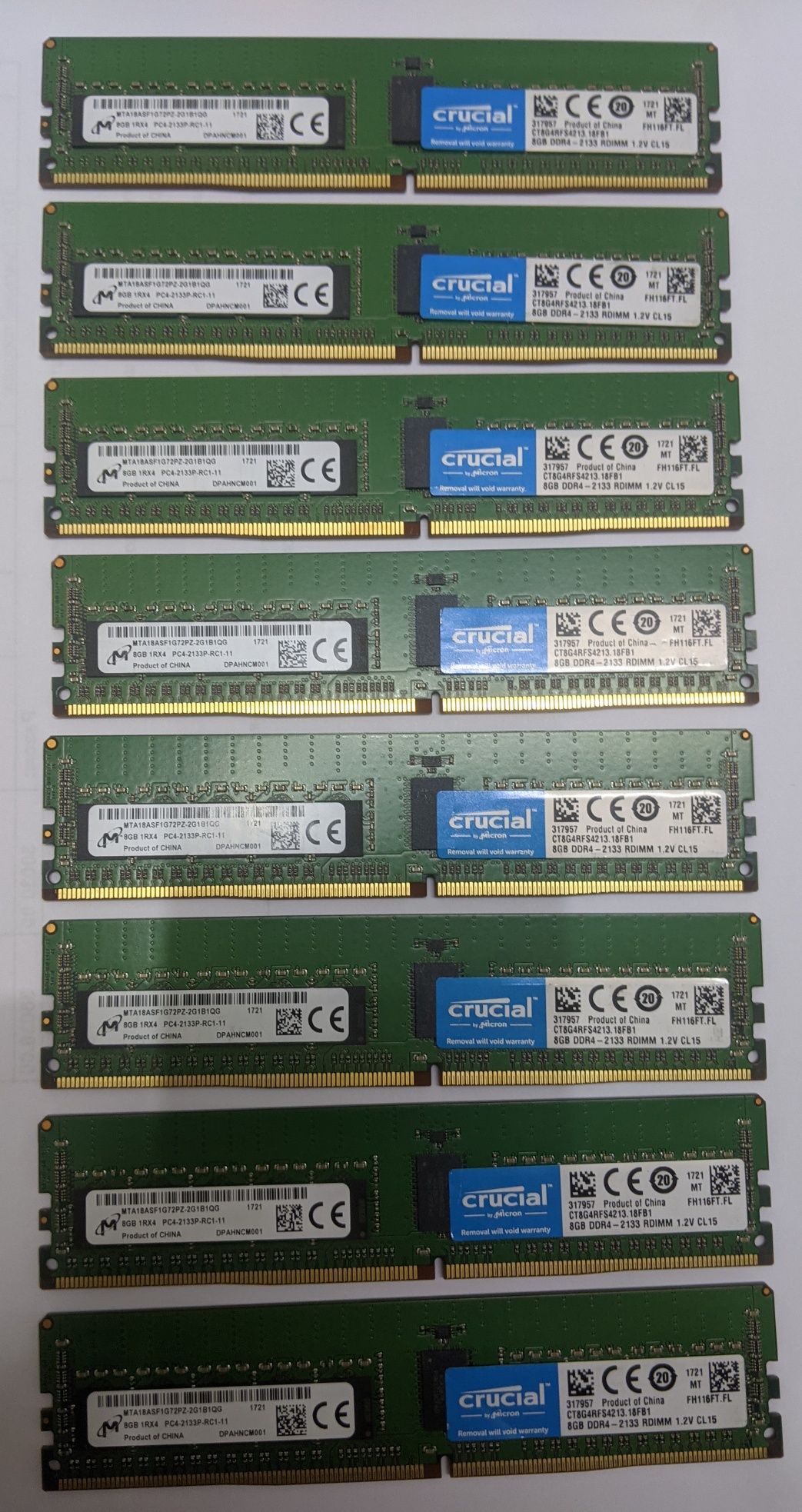 Модуль памяти Crucial для сервера DDR4 8GB ECC RDIMM 2133MHz 1Rx4