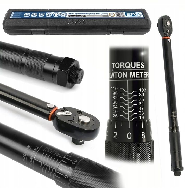 Klucz Dynamometryczny Z Blokadą Blokada 3/8 " 19-110nm Dwukierunkowy Z