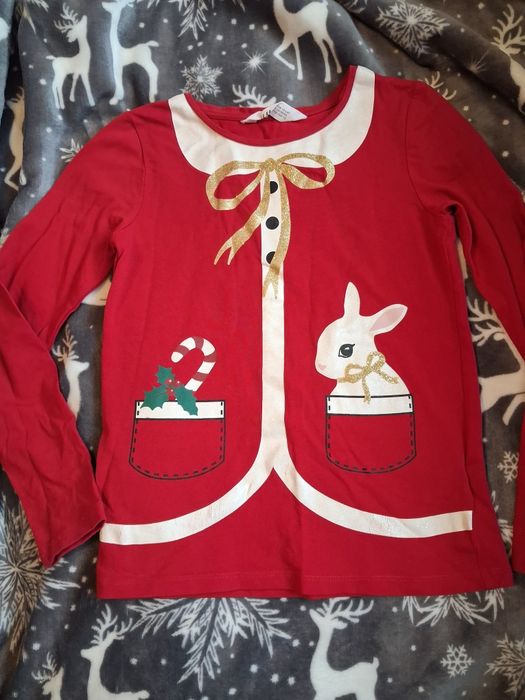 Rozm.128 bluzeczka świąteczna h&m