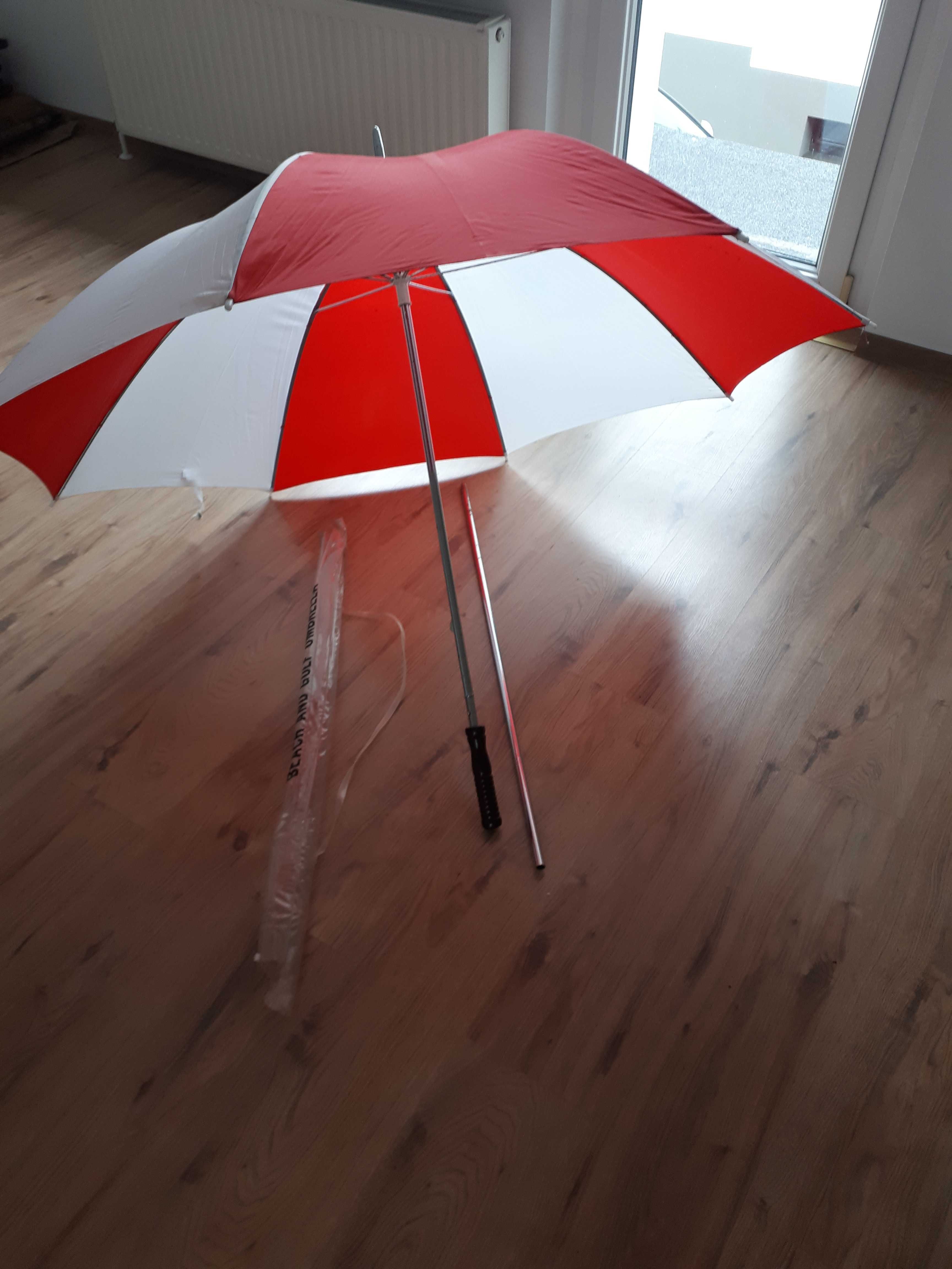 Parasol plażowy wielofunkcyjny 120 x 180 cm biało-czerwony