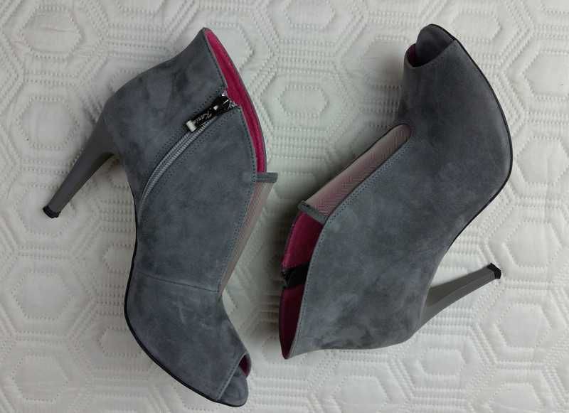 Buty botki Karino skóra naturalna zamszowa 38