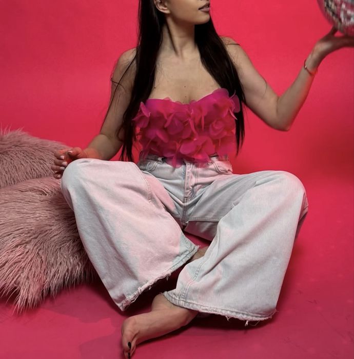 Топ рожевий квітковий