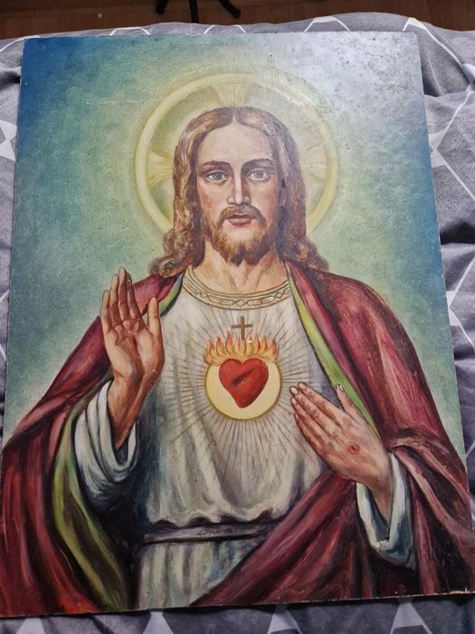 Obraz religijny „Najświętsze Serce Jezusa” – malowany ręcznie, olej na