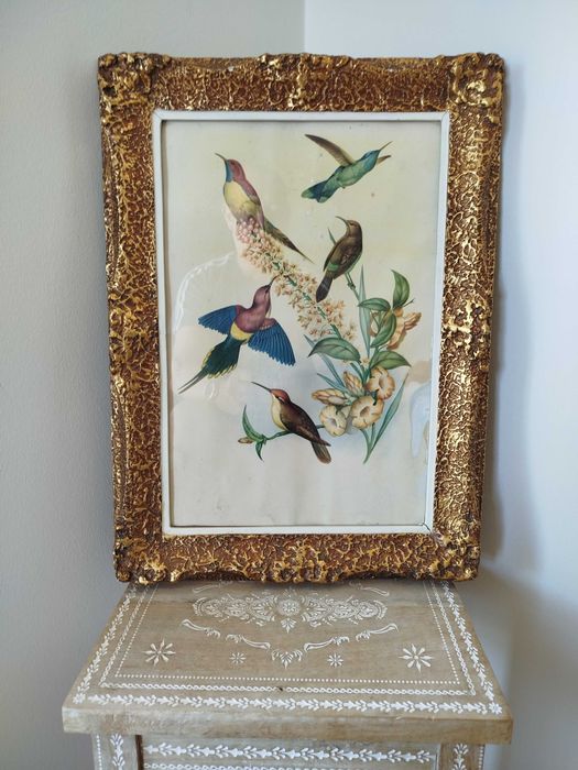 Antigo e Belíssimo Quadro com Gravura