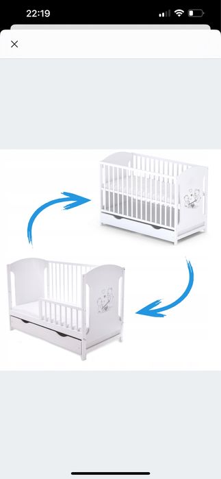 Drewniane łóżeczko/tapczan z szufladą MIKI białe 120x60cm