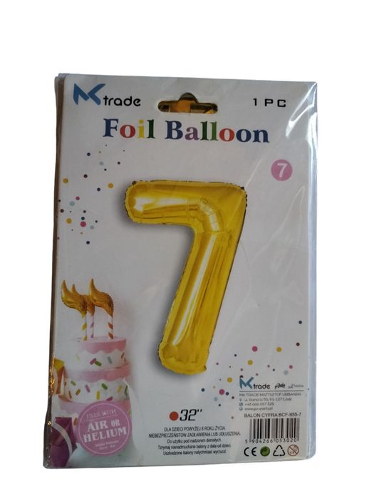 Balon foliowy cyfra 7 złoty 32 cale dekoracja imprezowa