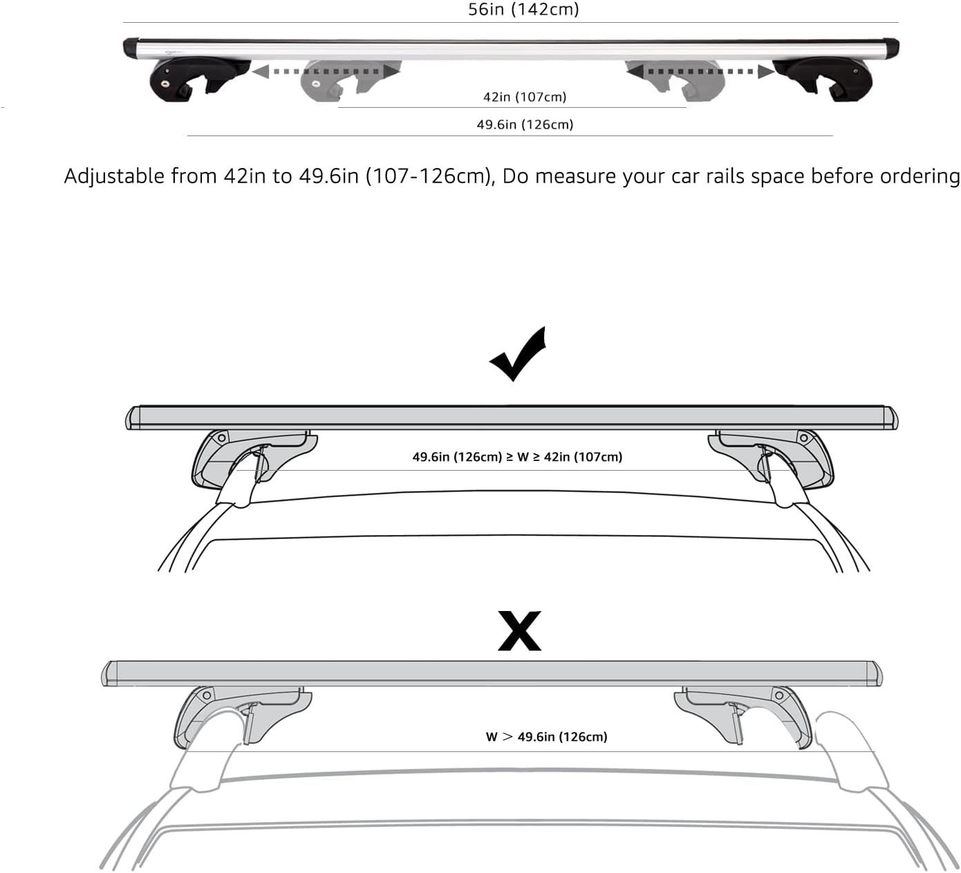 Belki na relingi AMAZON DS-RB-007 Dachowy Bagażnik 142cm 107cm