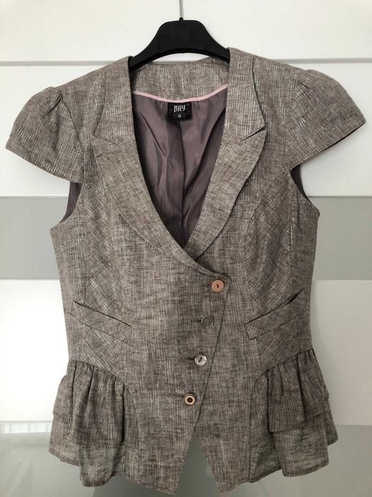 Żakiet kamizelka elegancka beżowa rozm s