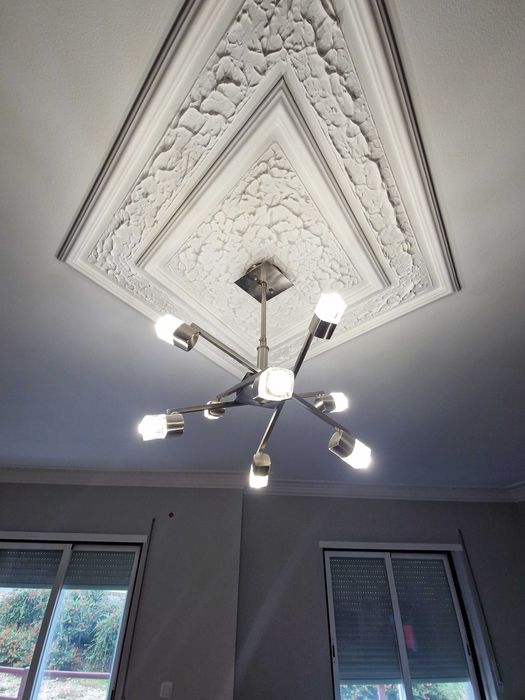 candeeiro de teto 2 focos cubos de gelo em inox e Led