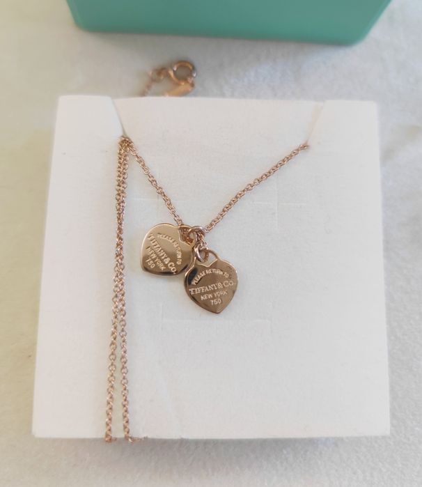 Naszyjnik z serduszkami różowe złoto T&Co