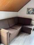Sofa rozkladana + dwie pufy