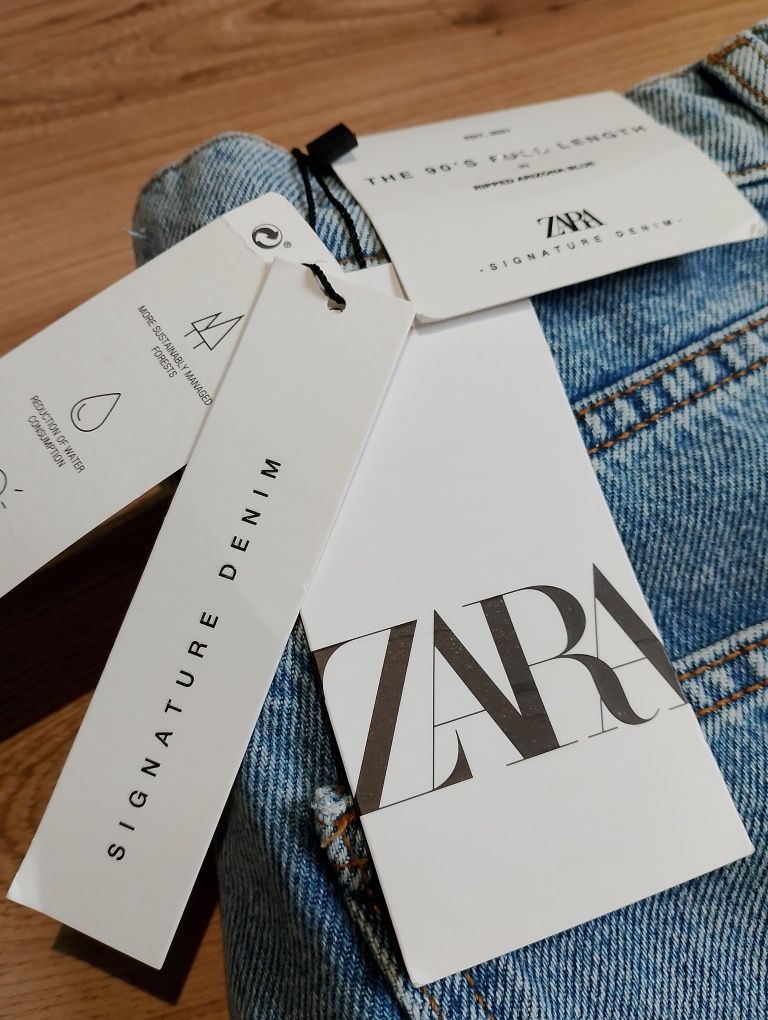 Nowe Damskie Niebieskie Spodnie Jeansowe Dżinsowe Zara Ripped Arizona