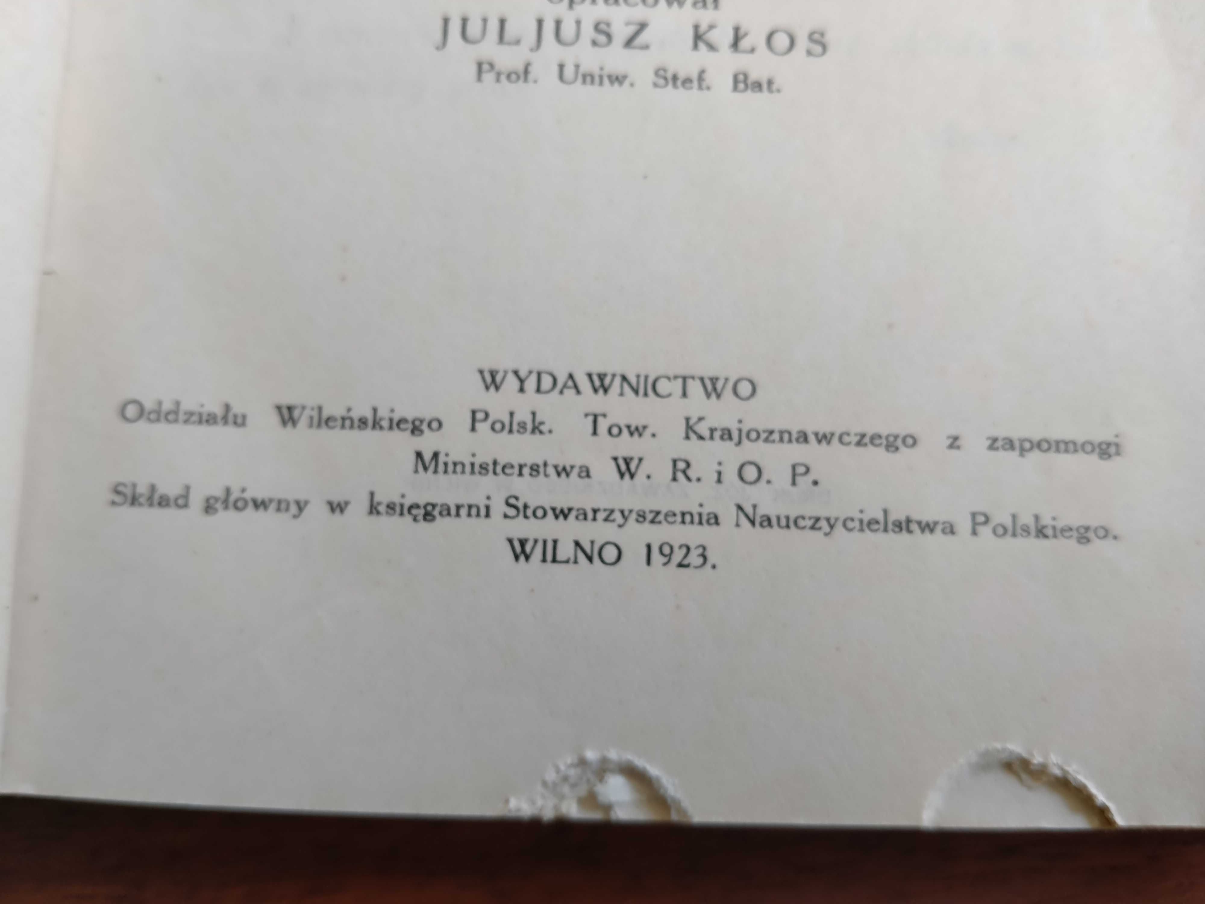 Wilno. Przewodnik krajoznawczy, Juliusz Kłos, Wilno 1923