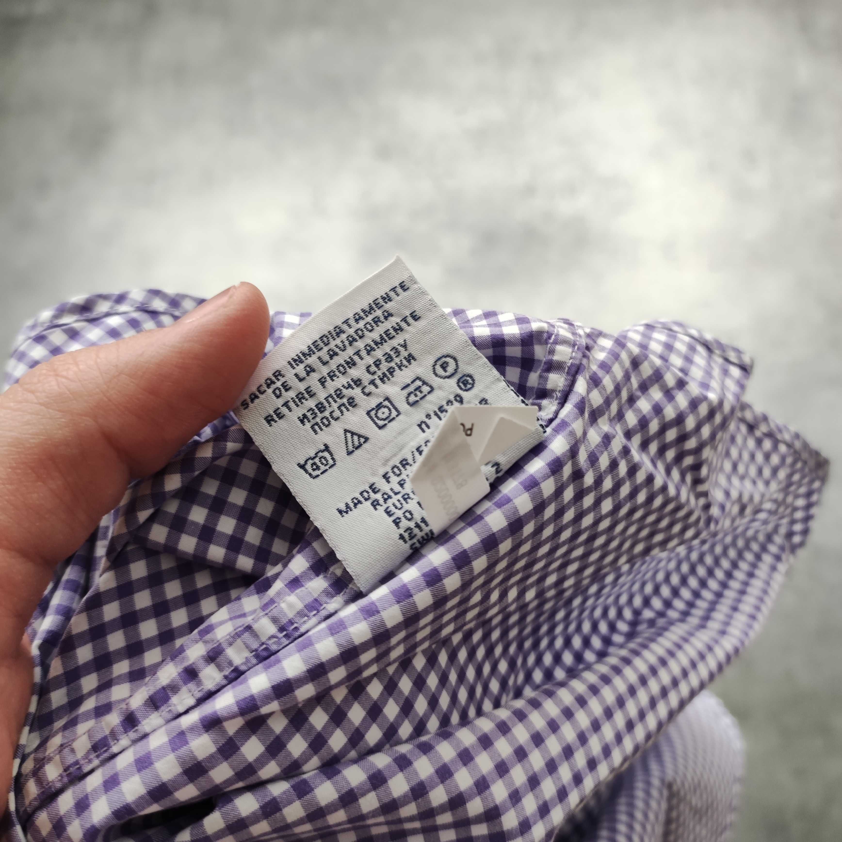 MĘSKA Elegancka PREMIUM Koszula Bawełna Krata Fiolet Polo Ralph Lauren