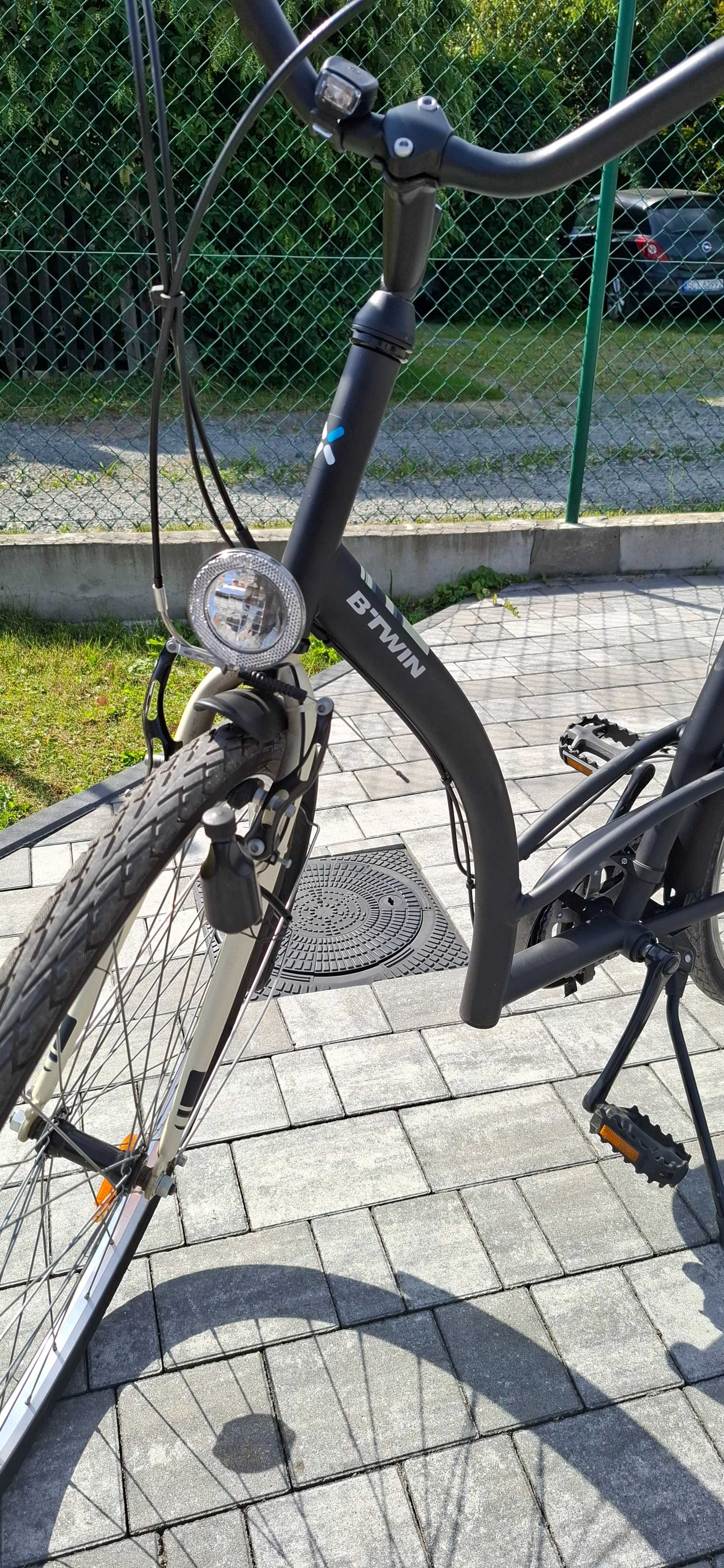 Śliczny rower miejski BTWIN ELOPS 333 z fotelikiem
